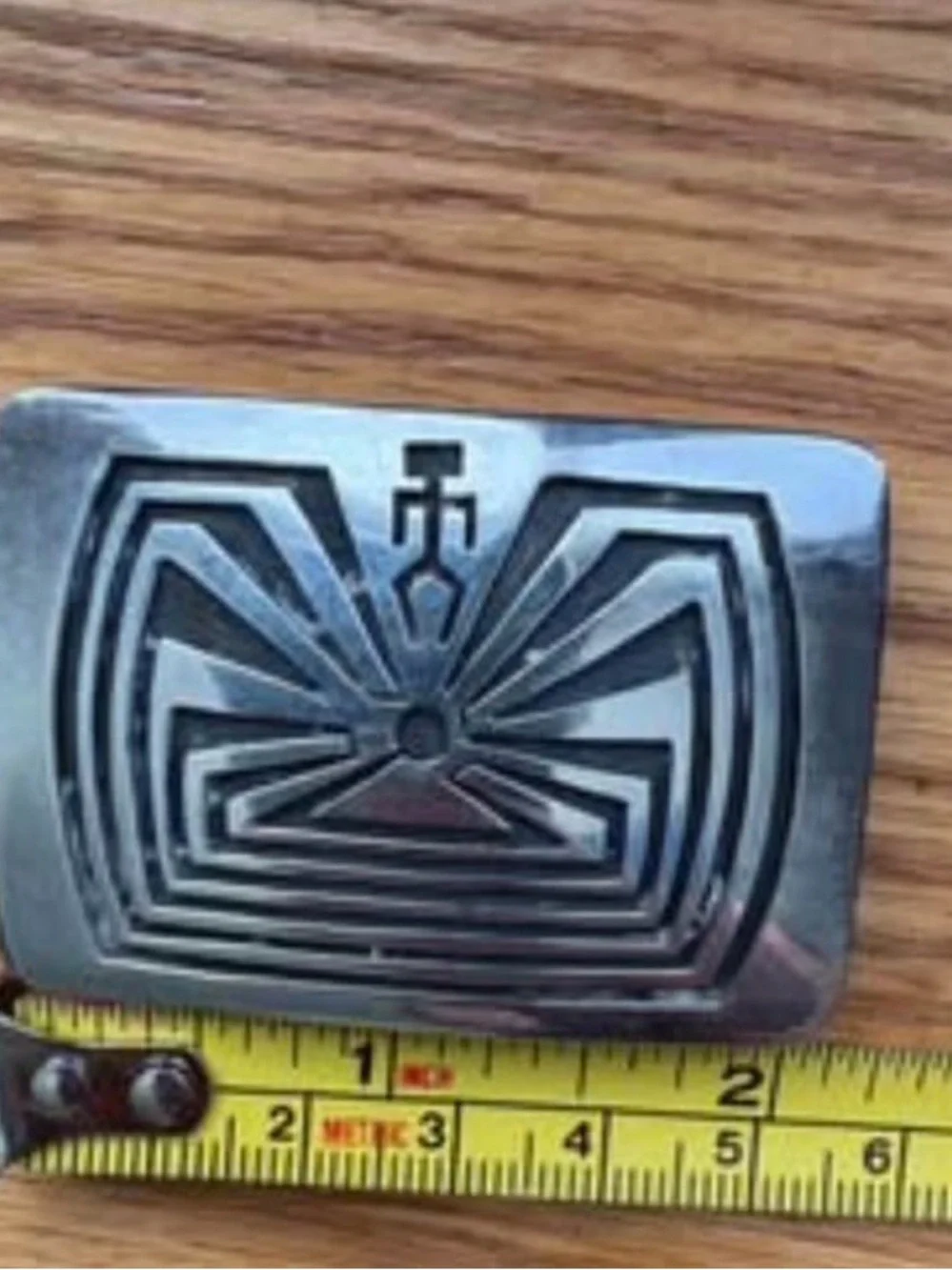 Vintage Hopi Man in the Maze Sterling Silver Belt Buckle